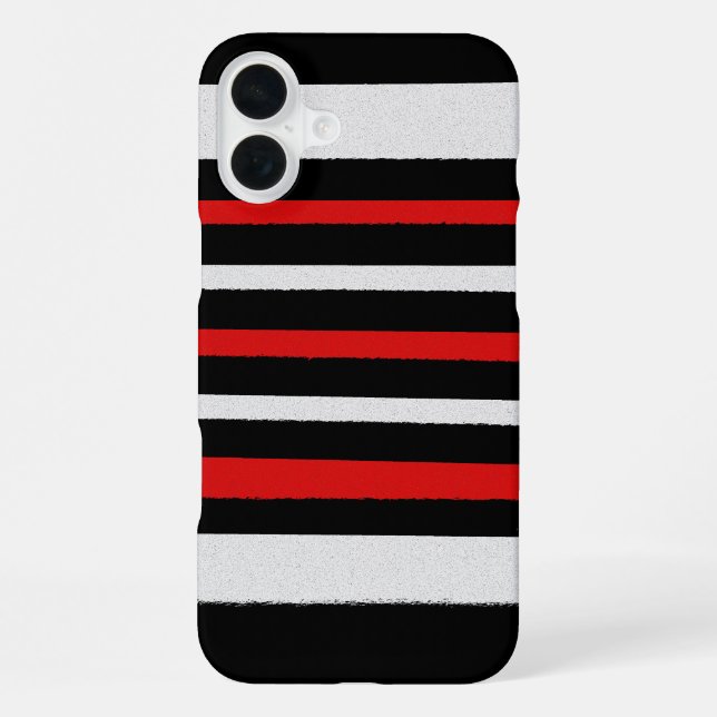Black White Red Stripes Cool Simple Patterns iPhone Case (Back)