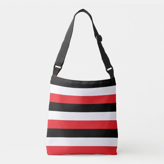 Black White Red Stripes Crossbody Bag (Front)