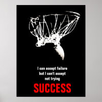 Black White Red Success Pop Art Basketball Poster