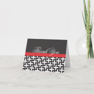 Black White Red Thank You Notes Cards