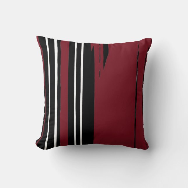 Black White Red Throw Pillow (Front)