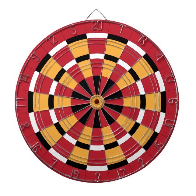 Black White Red & Yellow Dartboard (Front)