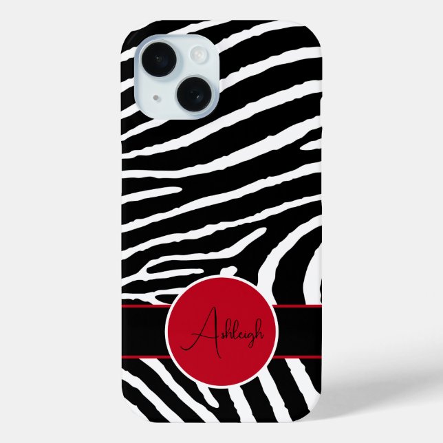 Black, White, Red Zebra Print Case-Mate iPhone Case (Back)