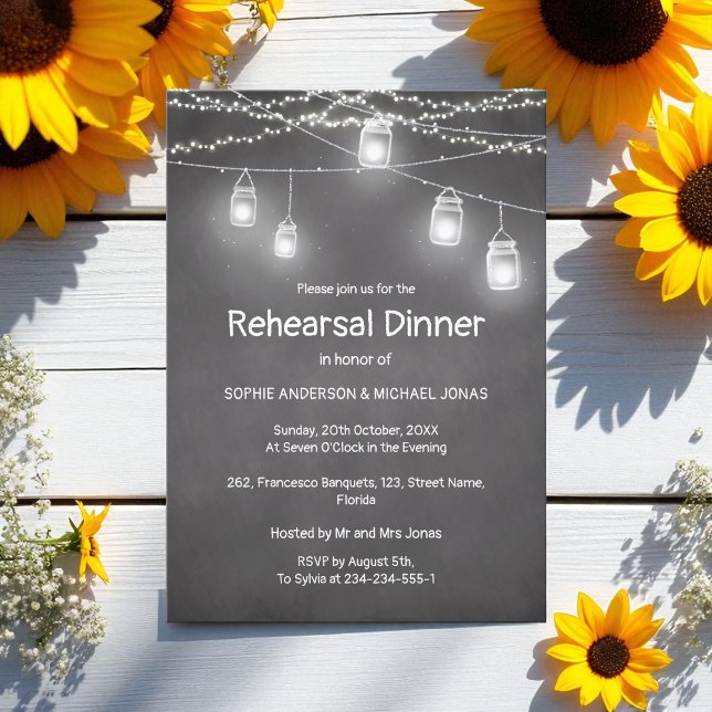 Black White Rehearsal Dinner Chalkboard Invitation (Creator Uploaded)