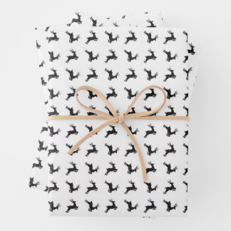 Black White Reindeer Christmas Wrapping Paper