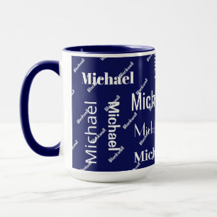 Black & White Repeating First & Last Name Monogram Mug