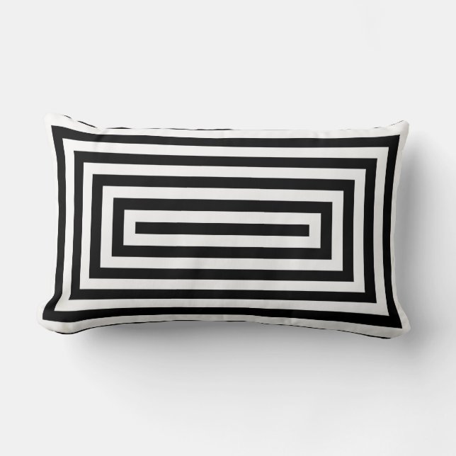 Black & White Repeating Rectangles Throw Pillow (Front)