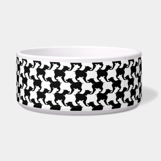 Black White repeating Silhouette Dog Bowl