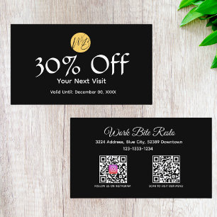 Black & White Restaurant Qr Code Menu and  Discount Card