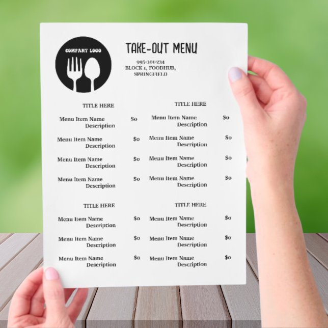 Black, White Restaurant Take Out Menu with QR Code (Creator Uploaded)