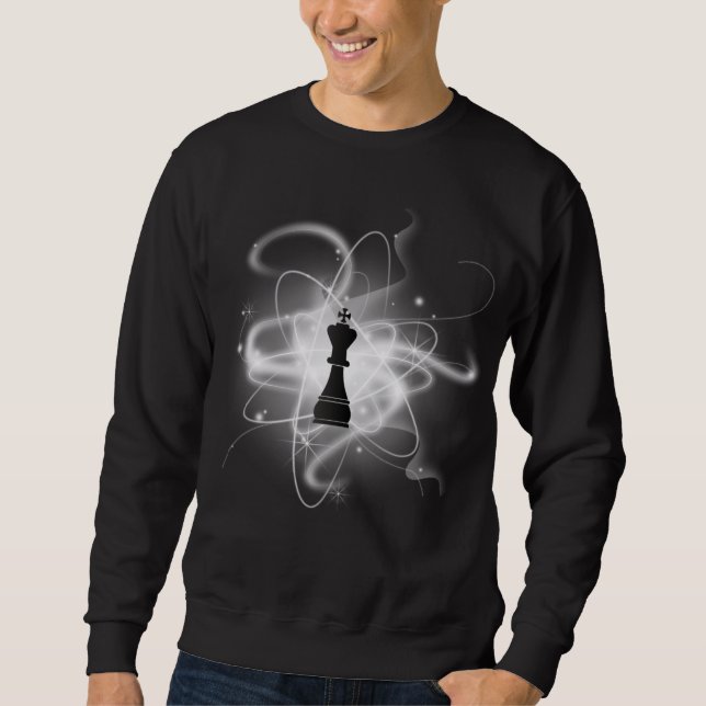 Black & White Retro Atomic Chess Piece - King Sweatshirt (Front)