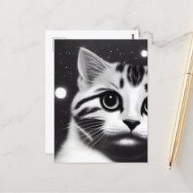 Black & White Retro Big Eyes Kitten