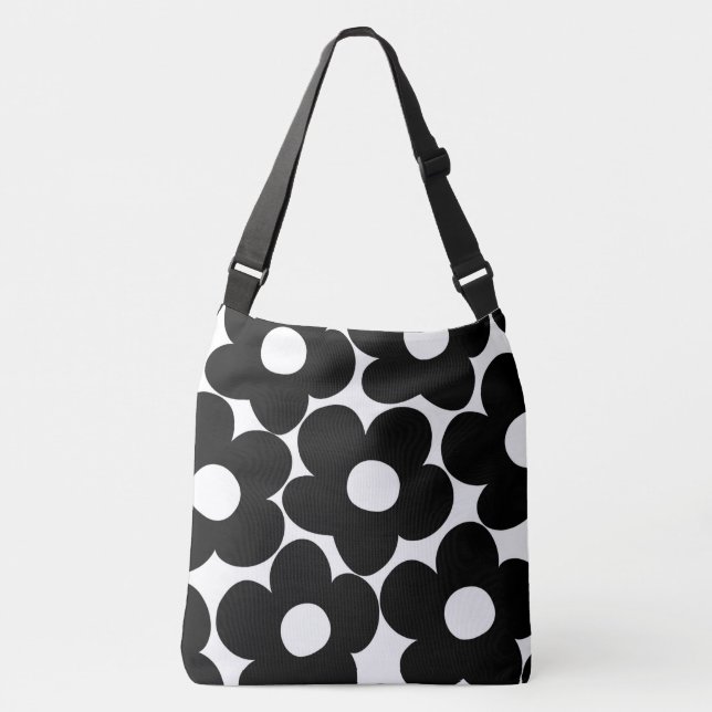 Black & White Retro Daisies #1 #decor #art Crossbody Bag (Front)