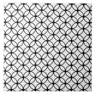 Black & White Retro Geometric Abstract Pattern Tile