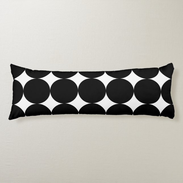 Black White Retro Geometric Circle Pattern  Body Cushion (Front)