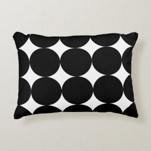 Black White Retro Geometric Circle Pattern Decorative Cushion