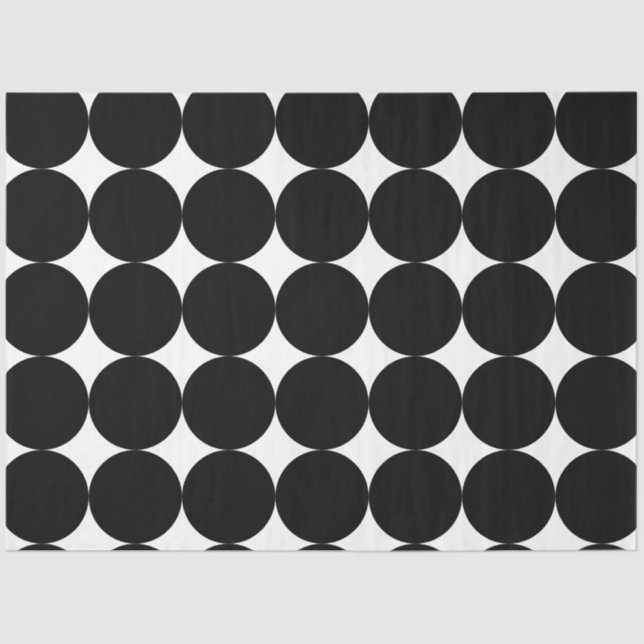 Black White Retro Geometric Circle Pattern Tissue Paper (Front)