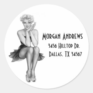 Black & White Retro Glam Address Label