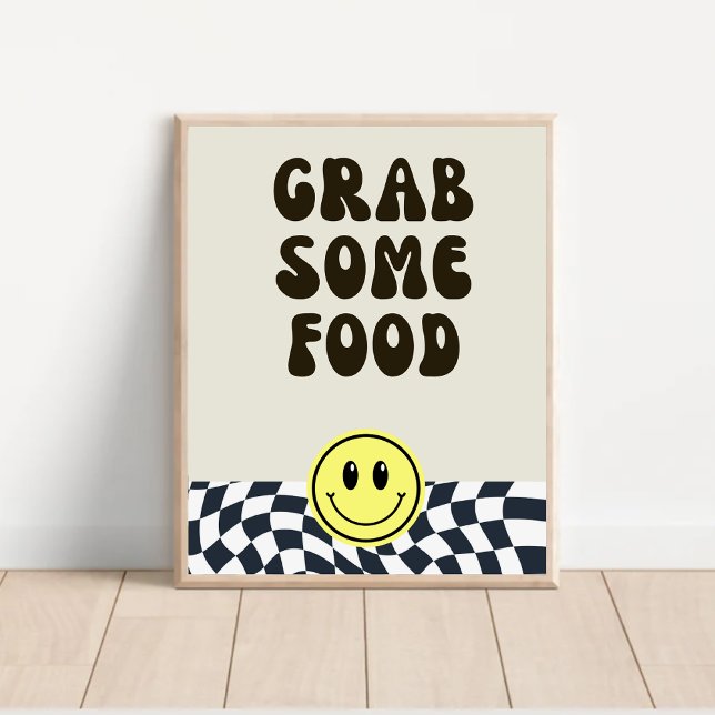 Black & white retro grab some food food sign (Creator Uploaded)