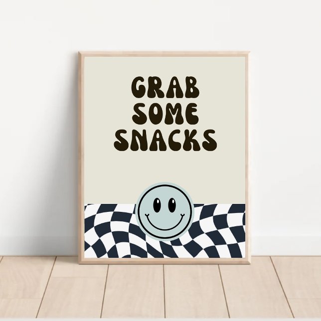 Black & white retro grab some Snacks food sign (Creator Uploaded)