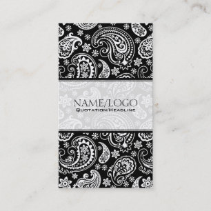 Black & White Retro Paisley Pattern 2 Design Business Card