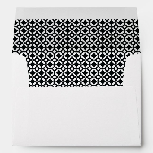 Black & White Retro Pattern (5) Lined Envelope (Back (Bottom))