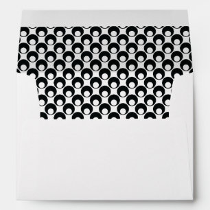 Black & White Retro Pattern-Lined Open Circles Envelopes