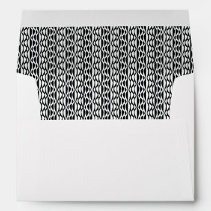Black & White Retro Pattern-Lined, Vertical Waves Envelopes