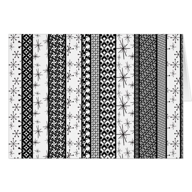 Black & White Retro Pattern Stripes 1 (Front Horizontal)