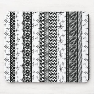 Black & White Retro Pattern Stripes 1 Mouse Pad