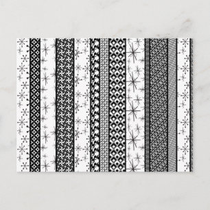 Black & White Retro Pattern Stripes 1 Postcard