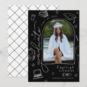 Black White Retro Photo Graduation Announcement