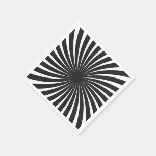 Black & White Retro Spiral Sunburst Napkin
