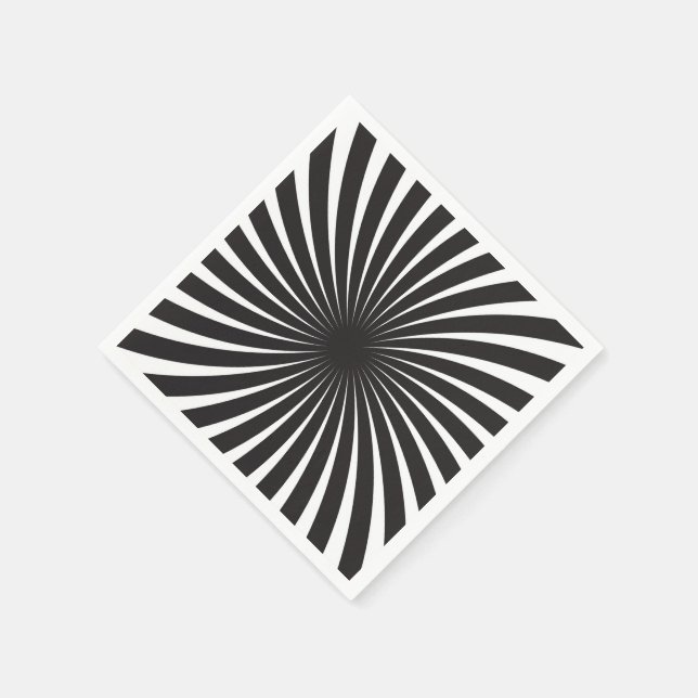 Black & White Retro Spiral Sunburst Napkin (Corner)