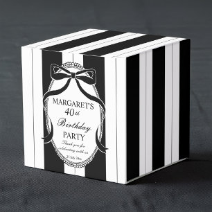Black white retro stripes birthday favours custom favour box