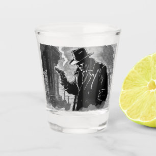 Black White Retro Style Gritty Urban Detective Shot Glass