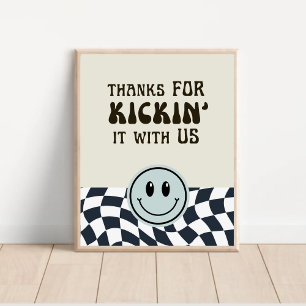 Black & white retro Thanks for kickin' food sign