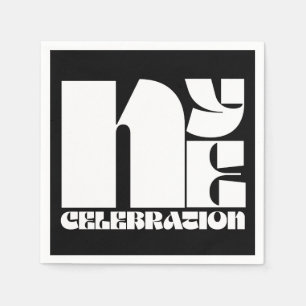 Black White Retro Typography New Year's Eve Party Napkin