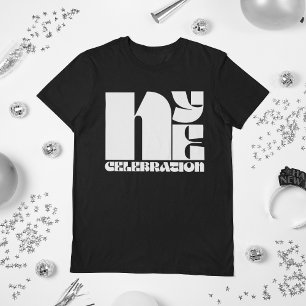 Black White Retro Typography New Year's Eve Party T-Shirt