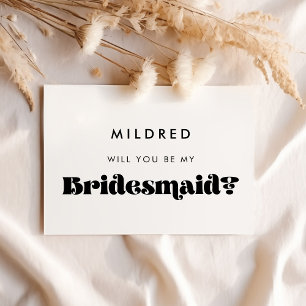 Black & white retro Will you be my bridesmaid card