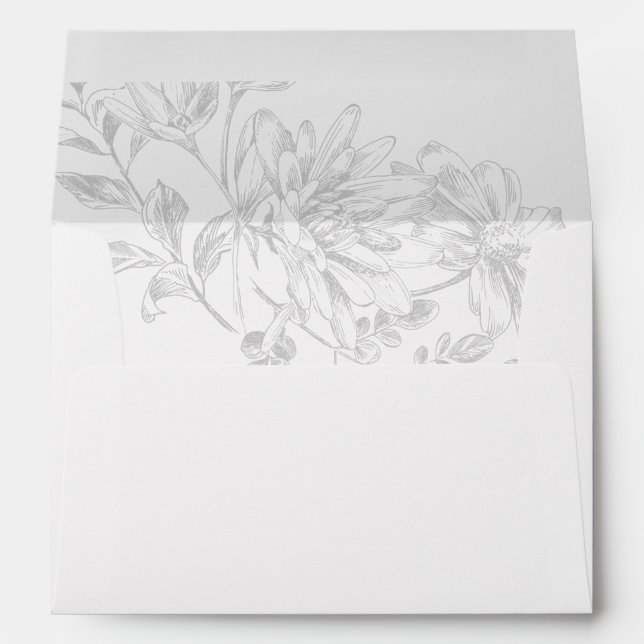 Black White Return Address Wedding Invitation Envelope (Back (Bottom))