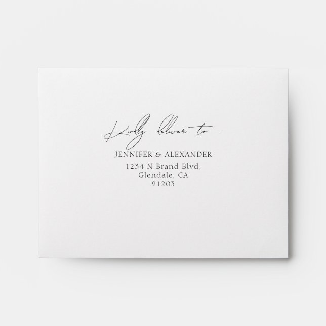 Black & White Return Address Wedding RSVP Envelope (Front)