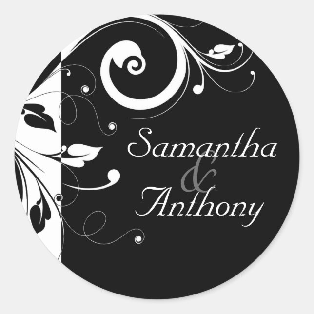 Black + White Reverse Swirl Matching Envelope Seal (Front)