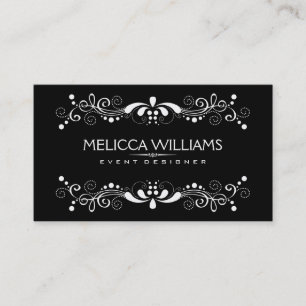 Black & White Reversible Floral Lace Element Business Card