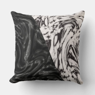 Black/White Reversible Marble Pillow