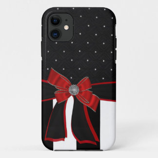Black & White Rhinestone and Bow Iphone Case