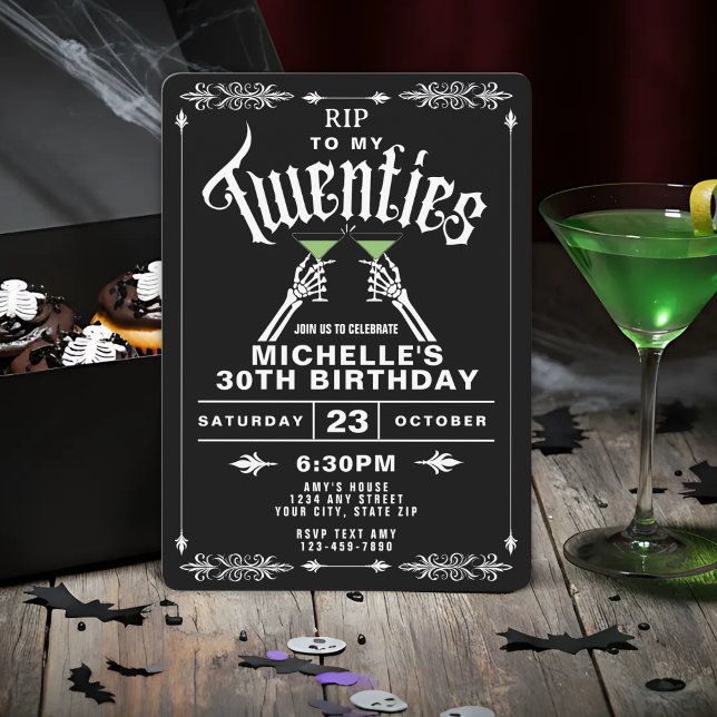 Black & White RIP To My Twenties 30th Birthday Invitation (Creator Uploaded)