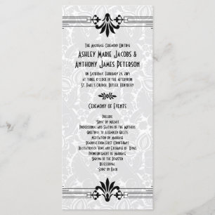 Black White Roaring 20s Art Deco Wedding Program Programme