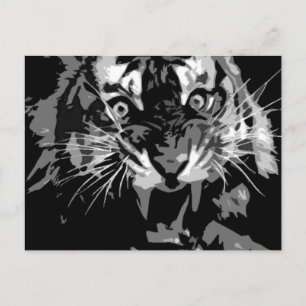 Black & White Roaring Tiger Postcard