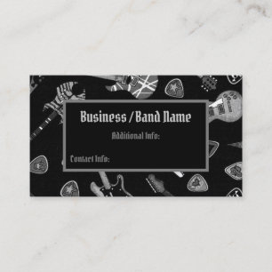 Black & White Rock Guitar Musician Business Card
